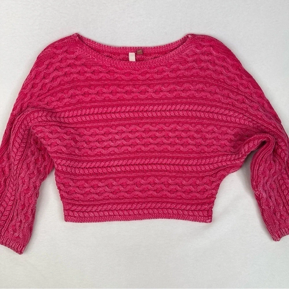 Anthropologie Pilcro Pink Fisherman Knit Sweater XS Petite
